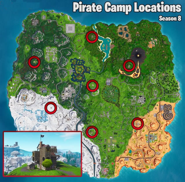 Fortnite Pirate Camps locations