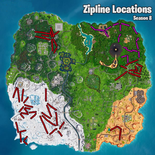 Fortnite Season 8 Zipline Locations